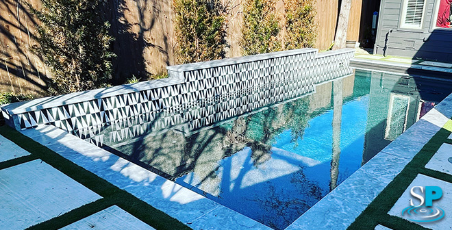 modern style pool with modern style tile